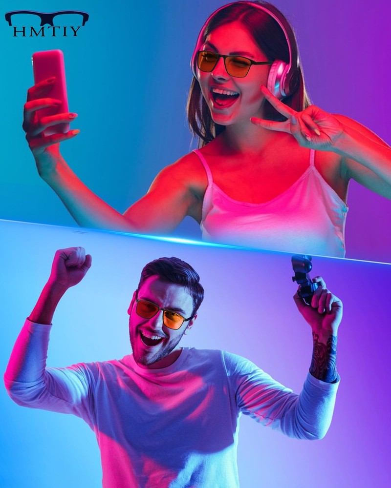 HMTIY Blue Light Blocking Glasses Gaming- Filtering Computer Medium, Black