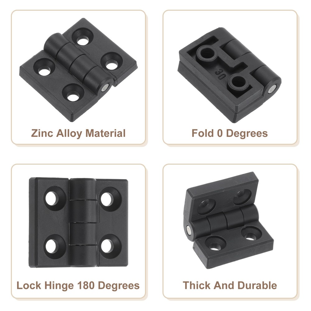 2pcs adjustable hinges 180° 45x52mm black block for table
