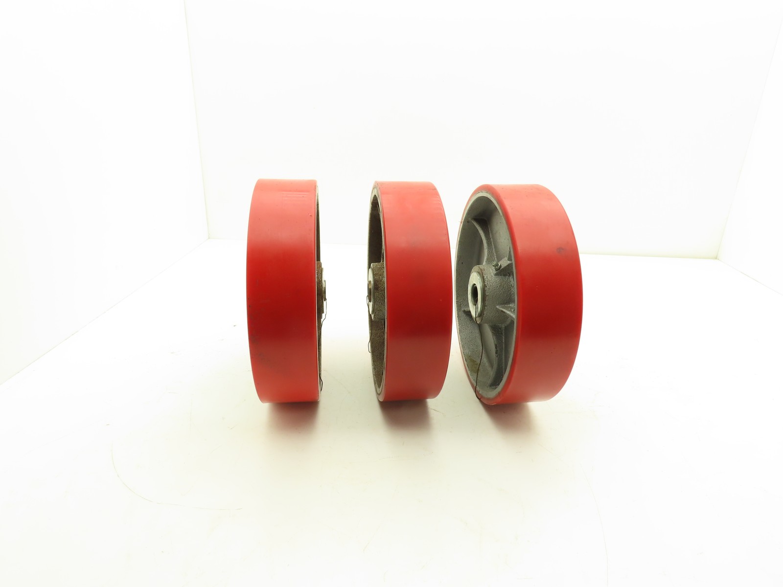 10" x 2.5" Red Poly Metal Wheel 3/4" Bore Lot of 3