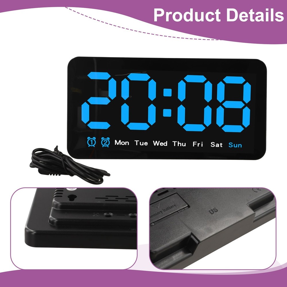 Dual Time Format Adjustable Brightness Bright Display Built-in Alarm Feature
