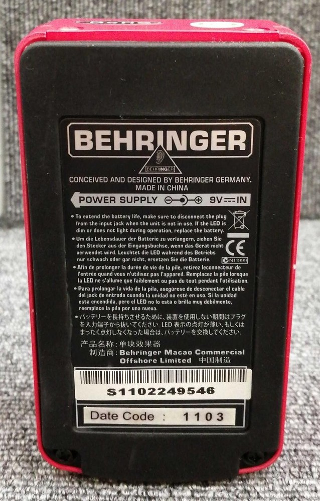 Behringer CL9 Compressor Limiter Pedal Guitar Sustain Attack Level Effect