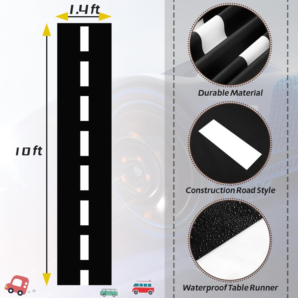 3 Pcs Construction Table Runner Racetrack Floor Ground Construction Tableclot...