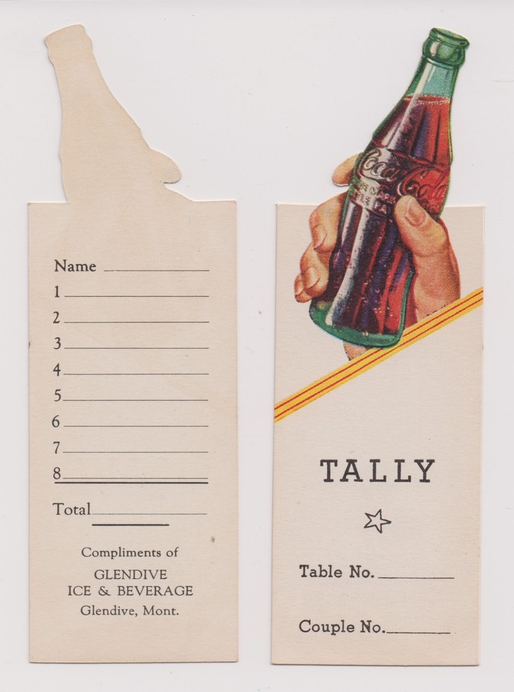 COCA-COLA TALLY TABLE CARD
