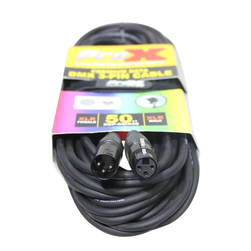 5 Prox DMX Cables 3 Pin 50 FT Premium Shielded DJ Stage Lighting Cable