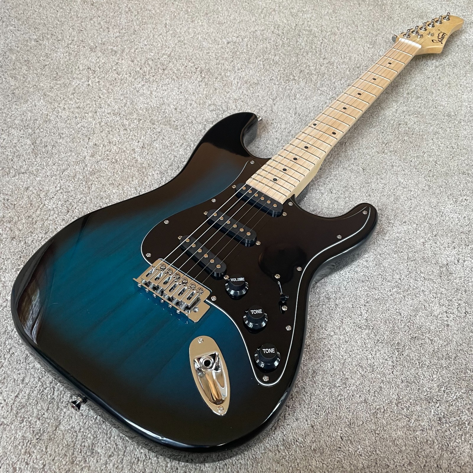 Full-Size Dark Blue Strat Style Electric Guitar Package with Gig Bag and More