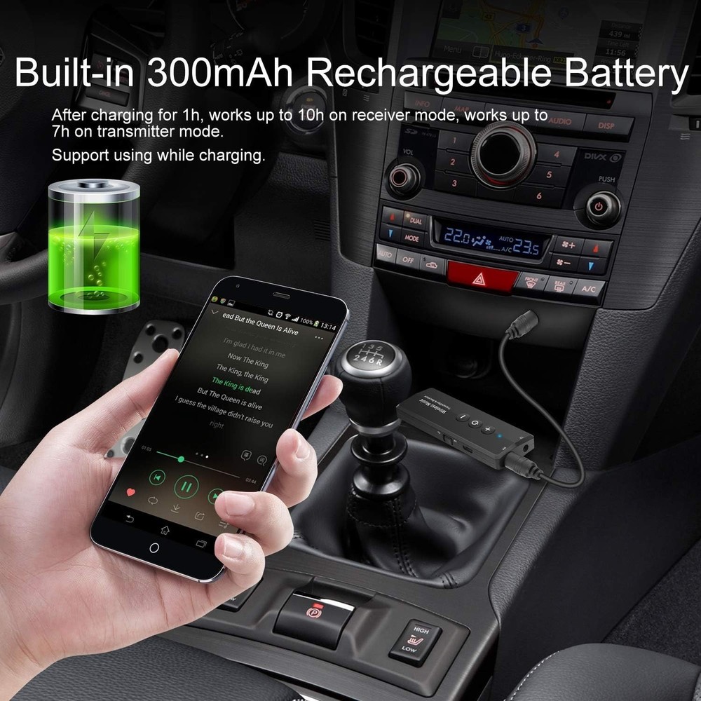 Portable Bluetooth 5.3 Rechargeable Audio Transmitter & Receiver, Compact Design