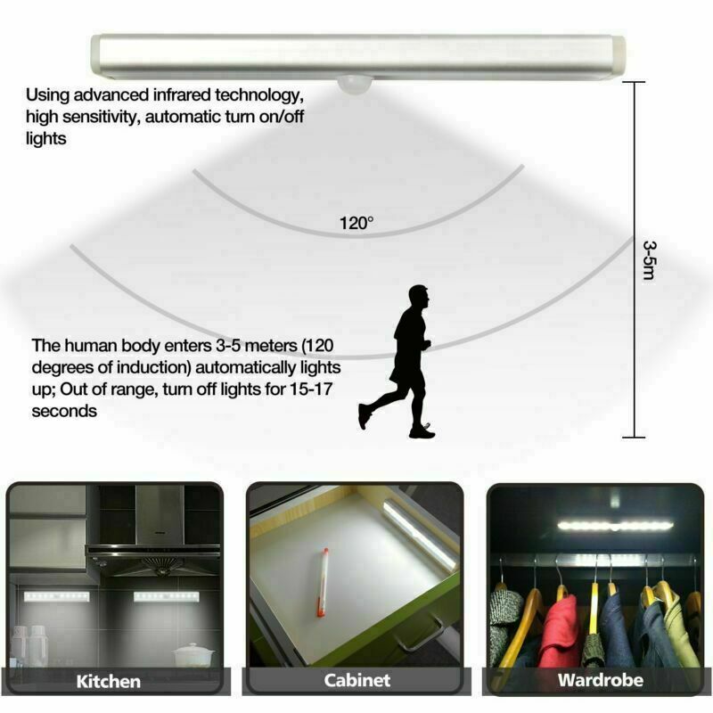 10LED Battery Powered Portable Motion Sensor Light Wireless Night Cabinet Closet