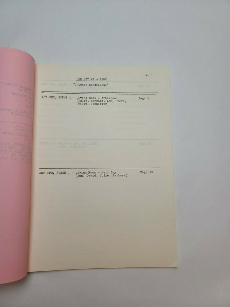 ONE DAY AT A TIME / Dick Bensfield 1975 TV Script, "Chicago Rendezvous"