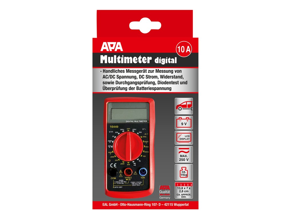 Digital Multimeter Voltmeter APA Meter Current Meter Continuity Tester Ohmmeter