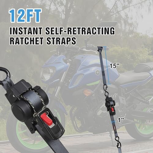 Retractable Ratchet Straps12FT Automatic Ratchet Tie Down Straps Self