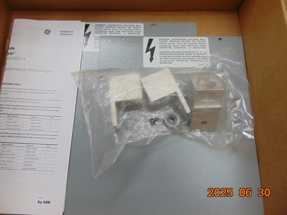 GE MLA41 400A 400 AMP MAIN LUG KIT ABB RELIAGEAR