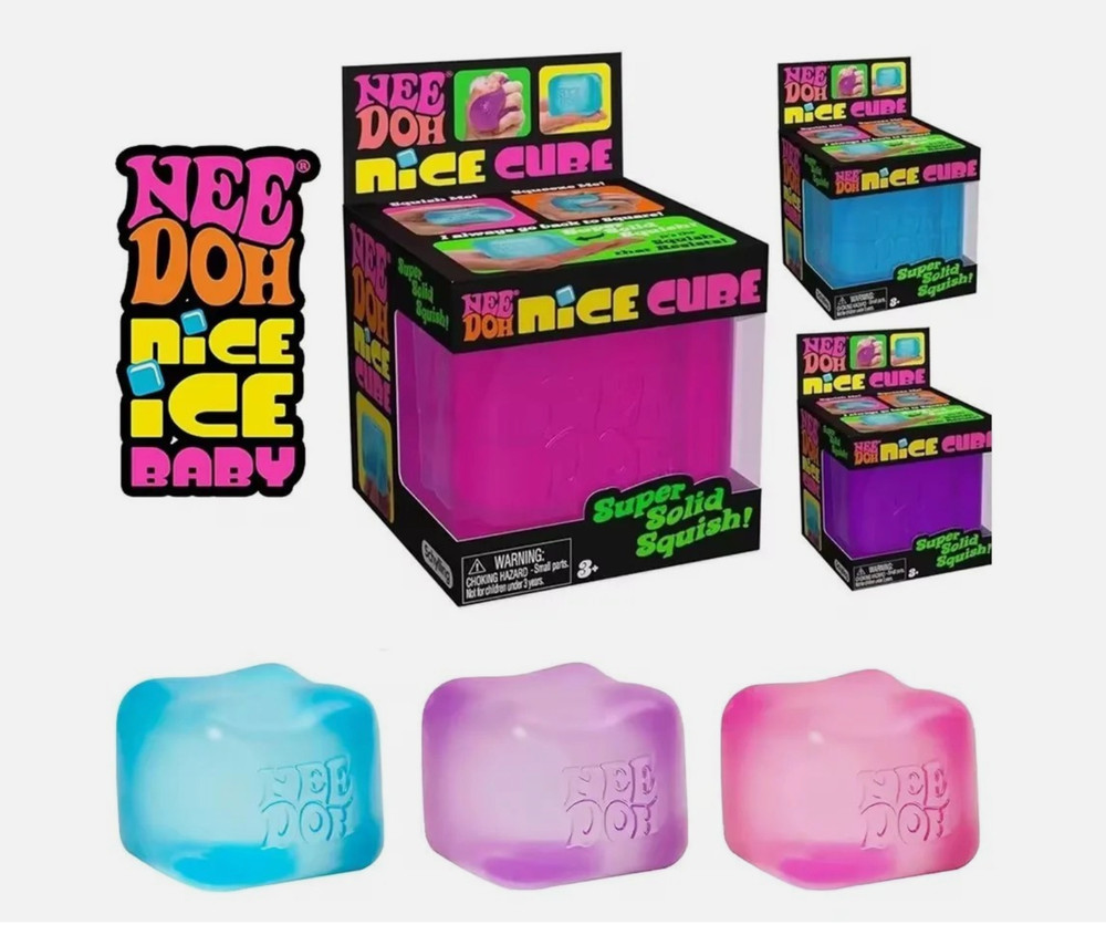 Schylling Nee Doh Nice Cube Super Solid Squish Sensory Squeeze Toy Pink