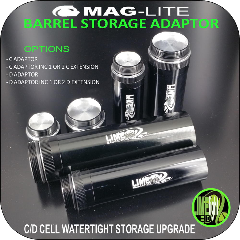 MAGLITE UPGRADE MOD CONVERSION BARREL EXTENSION COMPARTMENT ADAPTOR C/D CELL AU