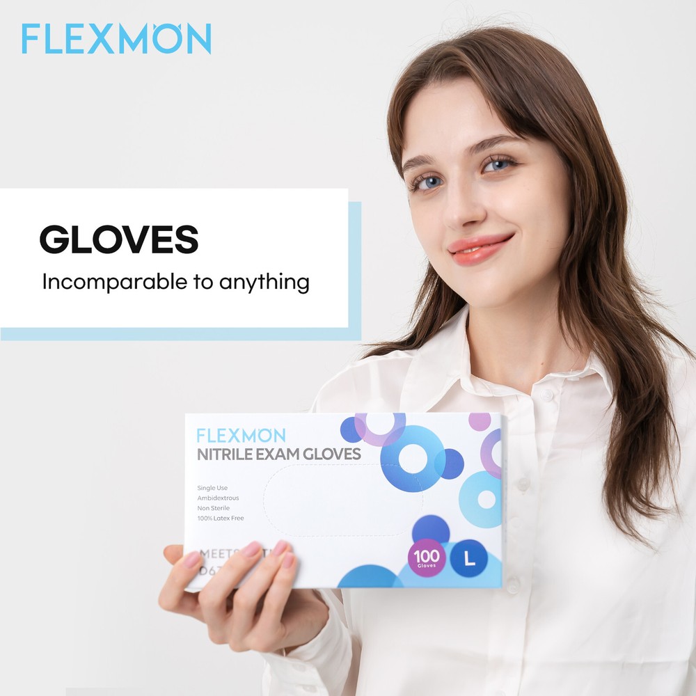 FLEXMON Nitrile Exam Gloves, Extra Small, 4.2Mil 100 Count