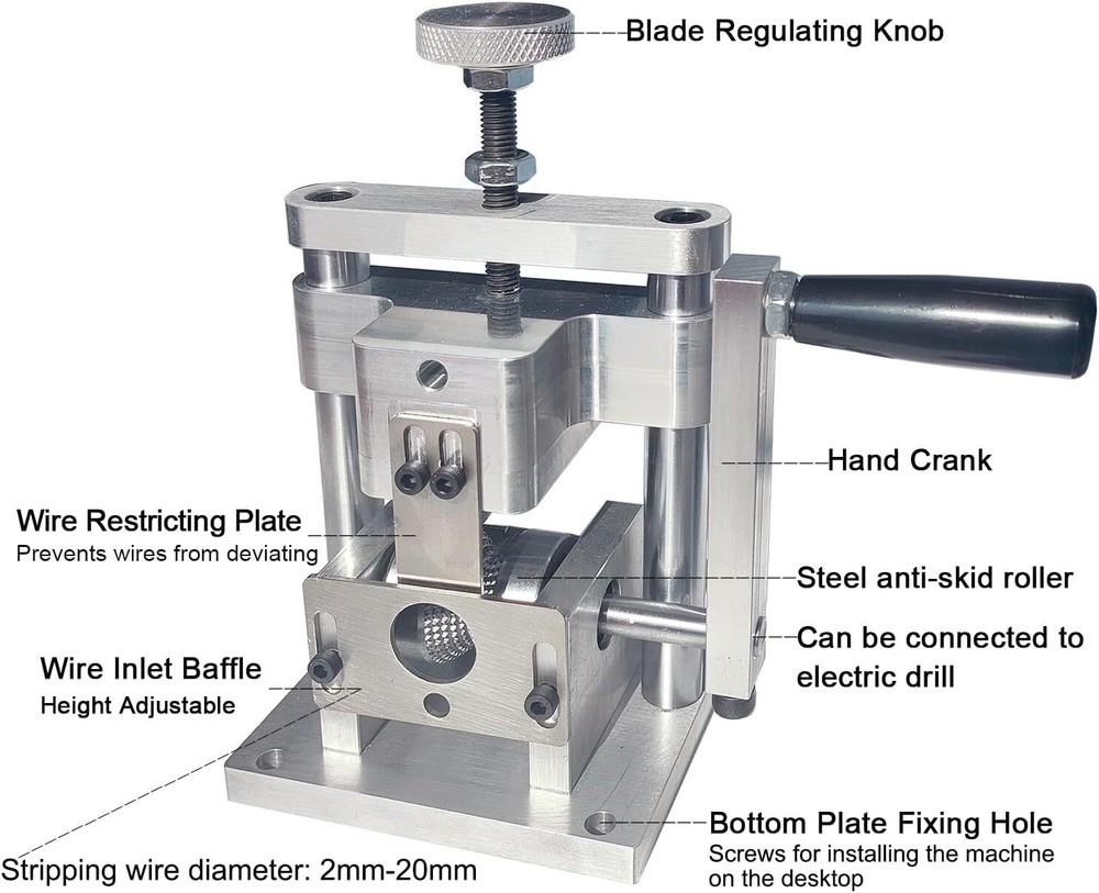 Manual Wire Stripping Machine Cable Stripper Hand Crank Drill Powered 2-20mm