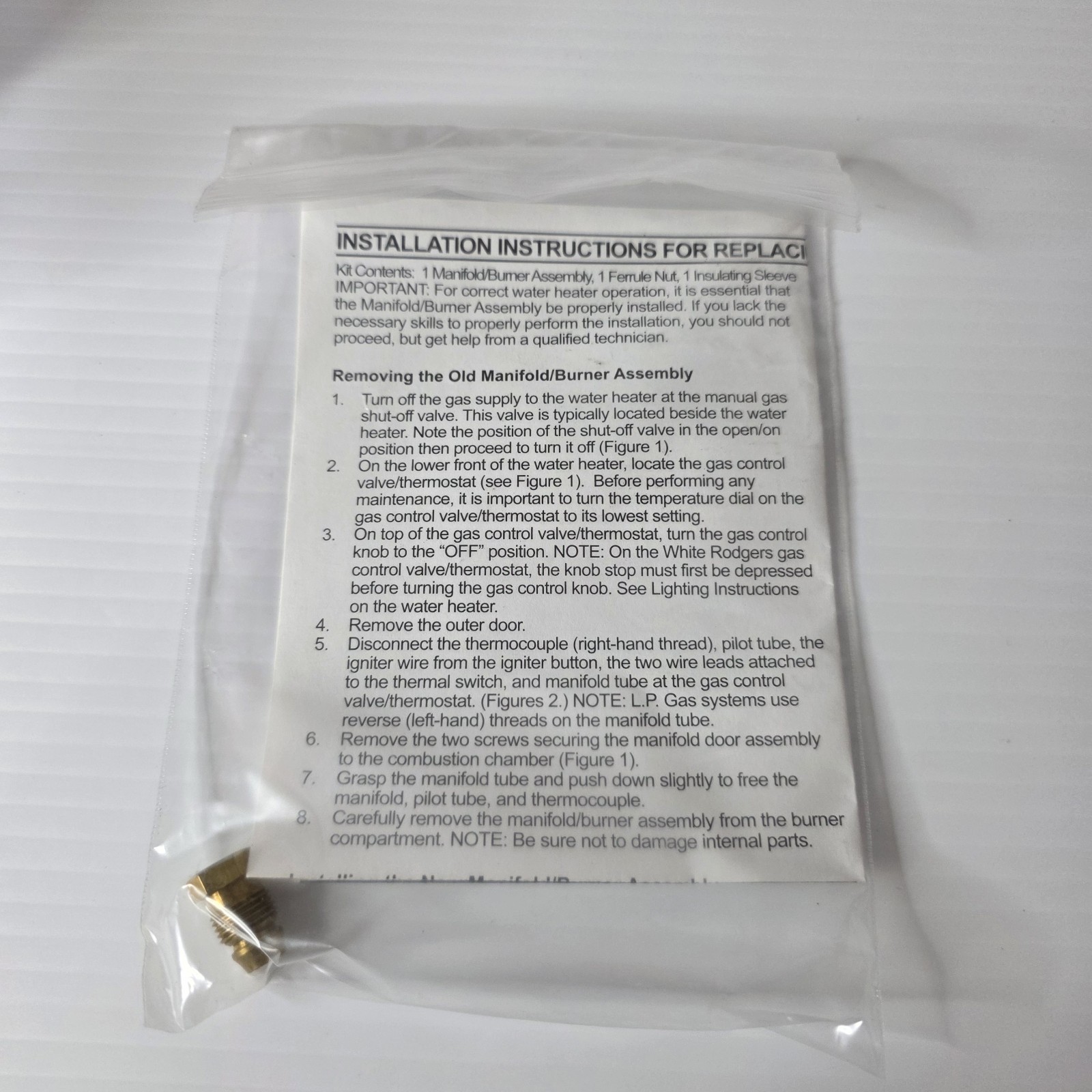 AO Smith Kit Final Burner Assembly LP 14" #51 Orifice 100111592 In Box