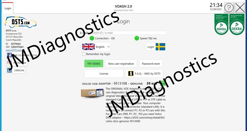 Compatible Volvo Diagnostics VIDA/VDASH OBD2 Interface Plus Ready to Use Options