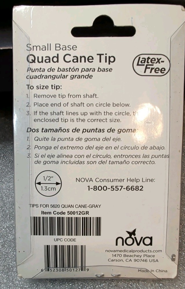 NOVA TIPS FOR SMALL QUAD CANE 50012GR 4 EACH