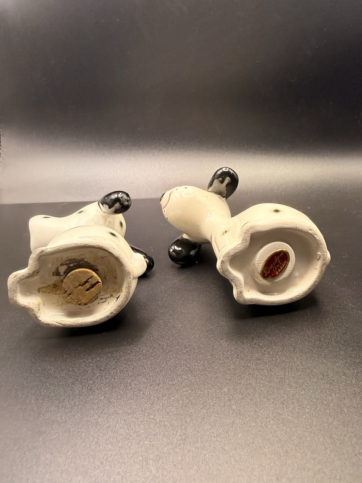 Vintage Mid Century Dalmatian Dog Ceramic Pencil Sharpener And Holder Japan