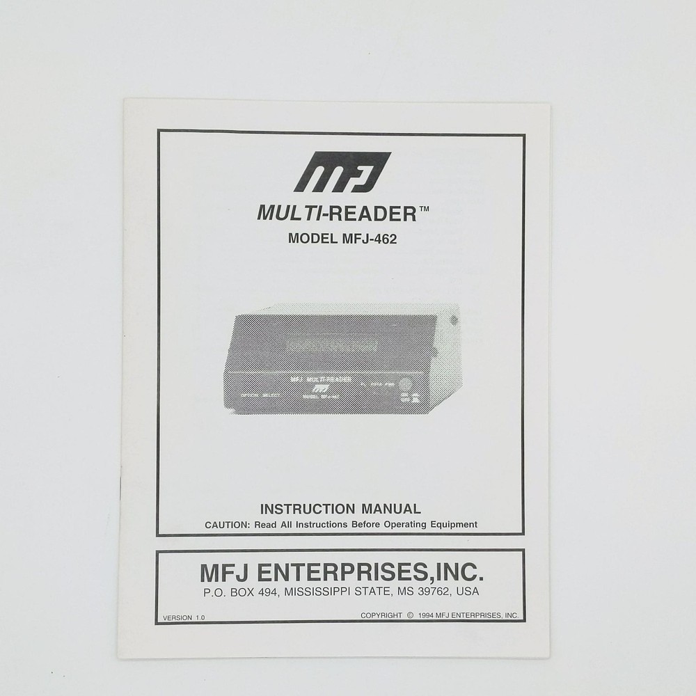 MFJ-462 Multi-Reader Instruction Manual, Original MFJ Manual