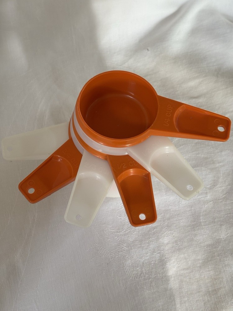 Vintage Tupperware Measuring Cups Orange & White