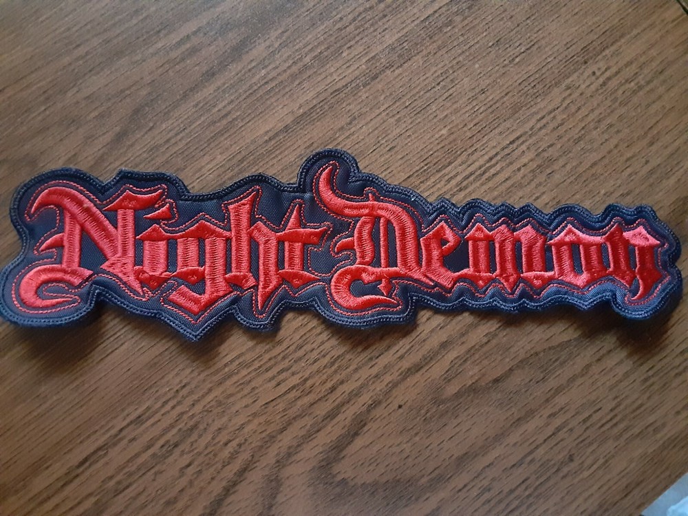 NIGHT DEMON,SEW ON RED EMBROIDERED LARGE BACK PATCH