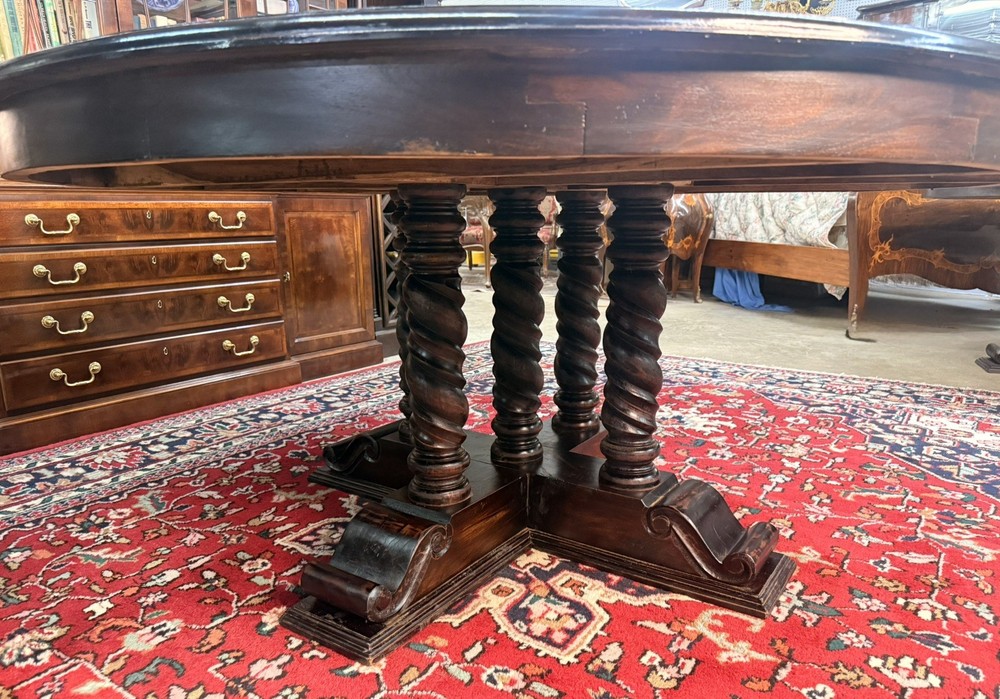 Vintage 60" Round Table Solid Hardwood Barley Twist Dining & Entry Table