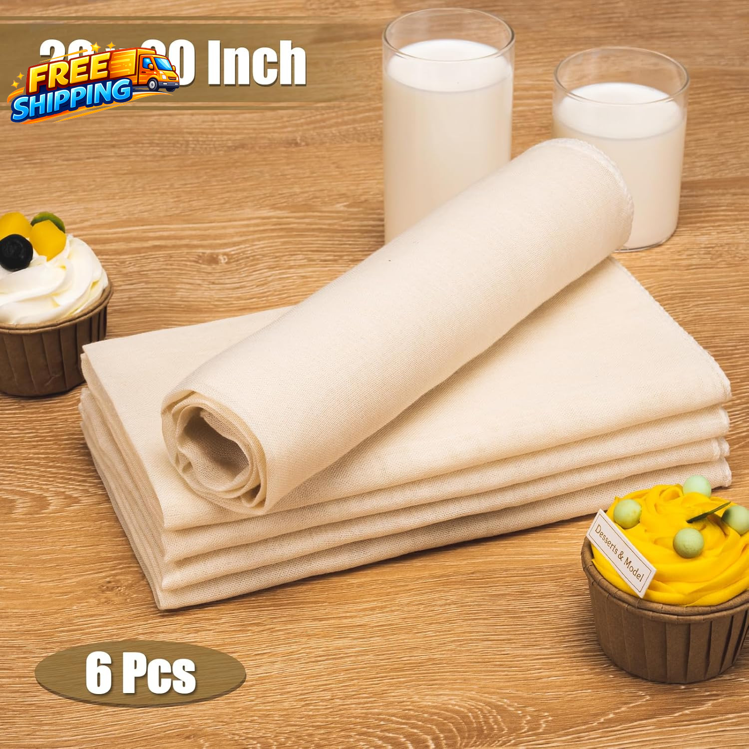 Cheese Cloths for Straining 6PCS 20X20 Inch Grade 100 Cheese Cloth Reusable Wash
