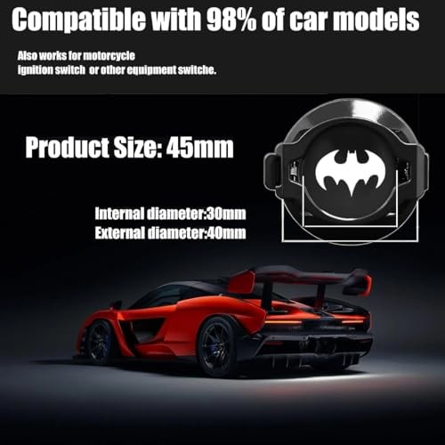 Push Start Button Cover,Press Car Engine Start Stop Button Press-Red-Bat