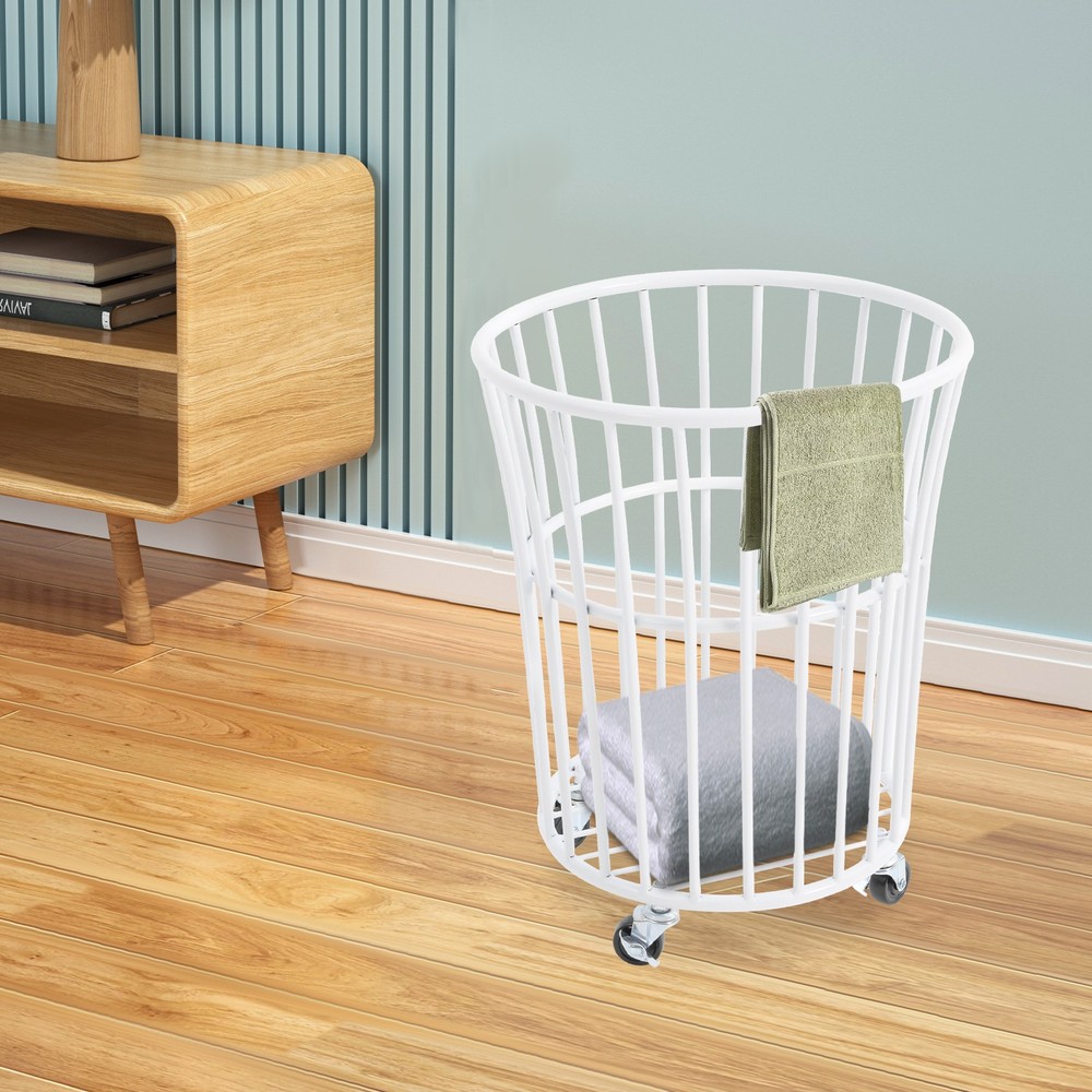 Ventilated Laundry Basket with Locking Wheels - Stylish and Durable Design