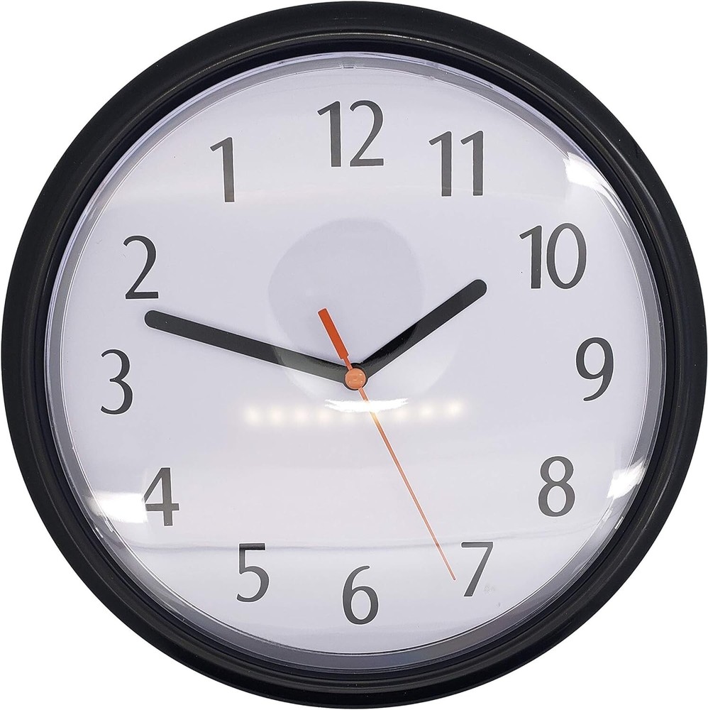 Funny Black Backwards Wall Clock (9") Large Numbers. Runs Counterclockwise and R