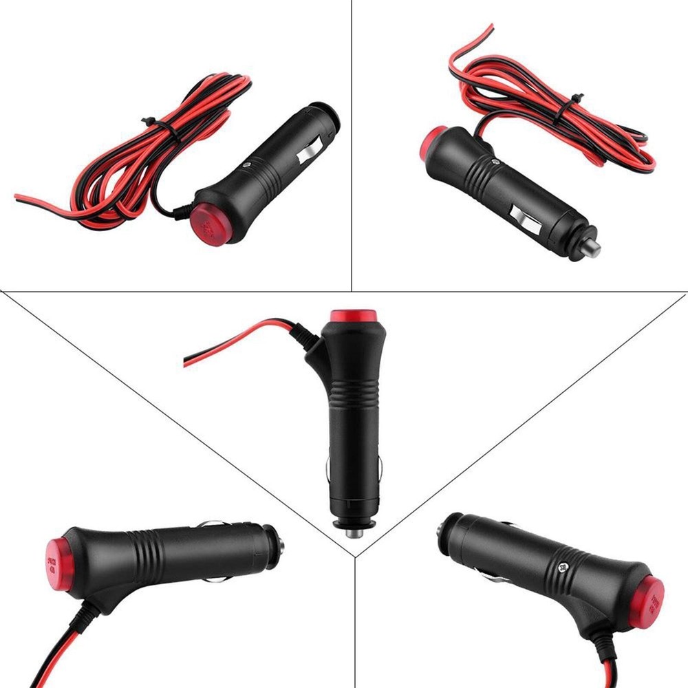 12V-24V 3FT 3A Car Cigarette Lighter Socket Plug Connector Red On/Off Switch