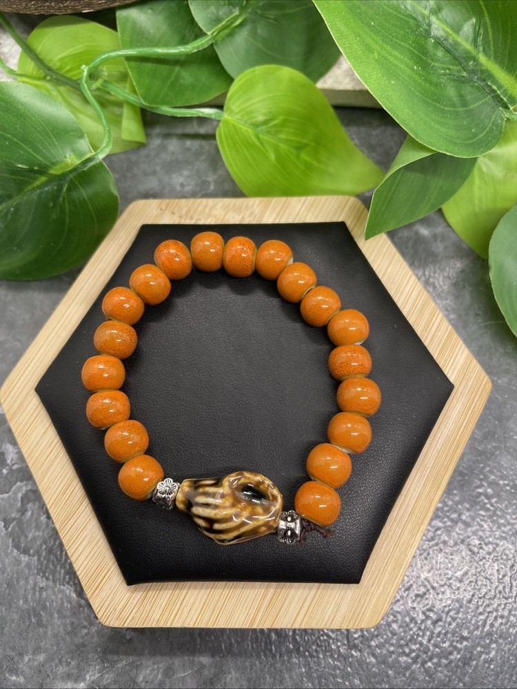 Handmade Ceramic Bead Beaded Stackable 6” Plus Stretch Bracelet New B248