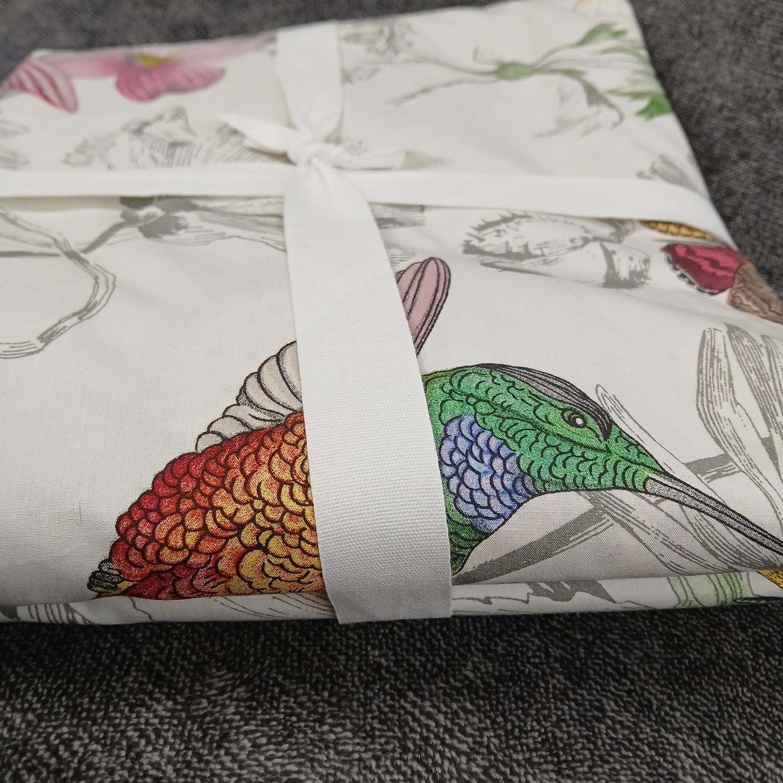 Pottery Barn Reversible Hummingbird Butterfly Duvet Cover Queen/Full Cotton New