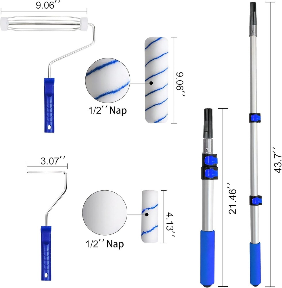 28 PCS PaintRoller Kit with Extension Pole,4"and 9"Paint Roller,Including Gloves