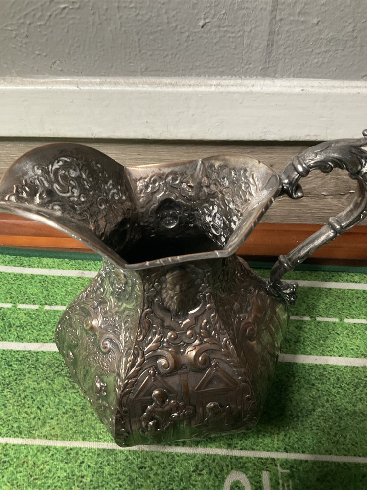 SILVERPLATE on Copper PITCHER Dutch Colonial