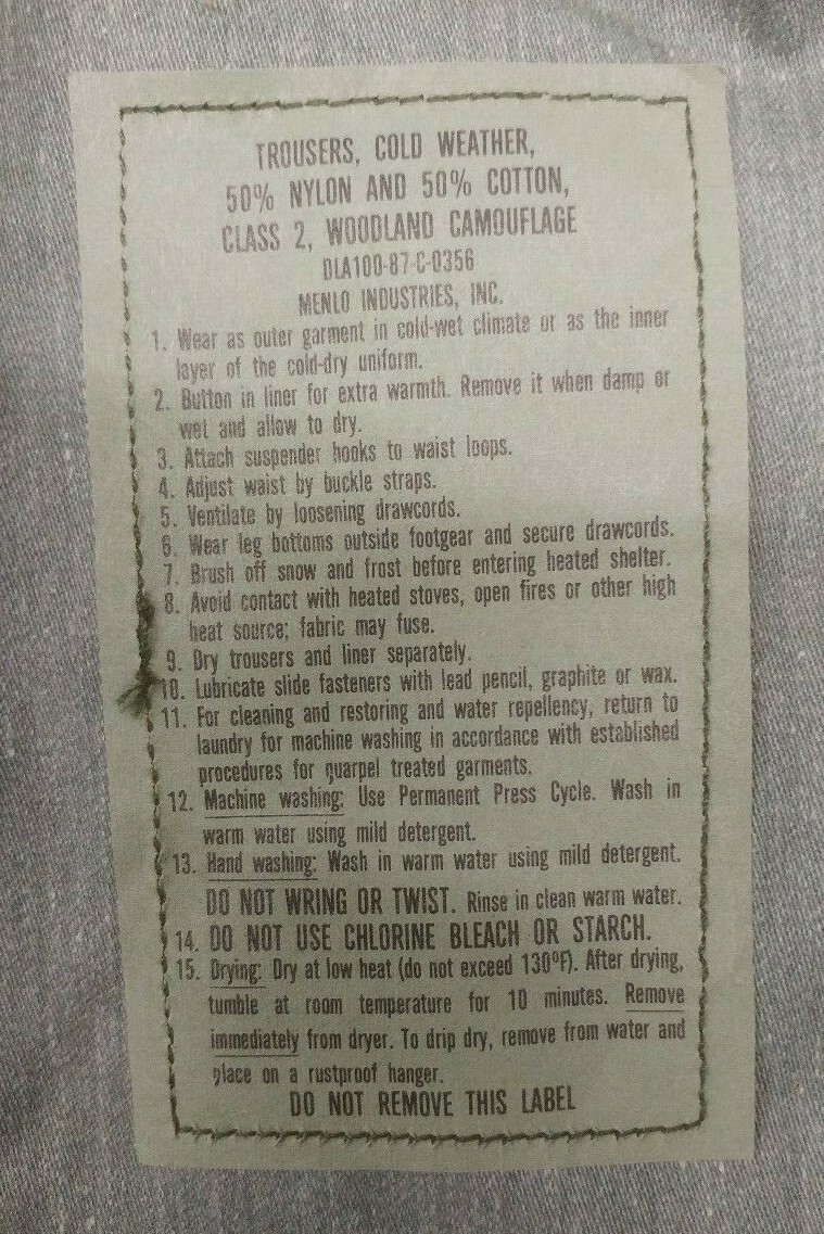 M65 Woodland Cold Weather Field Pants w Liner and Suspenders NOS USGI Med Reg