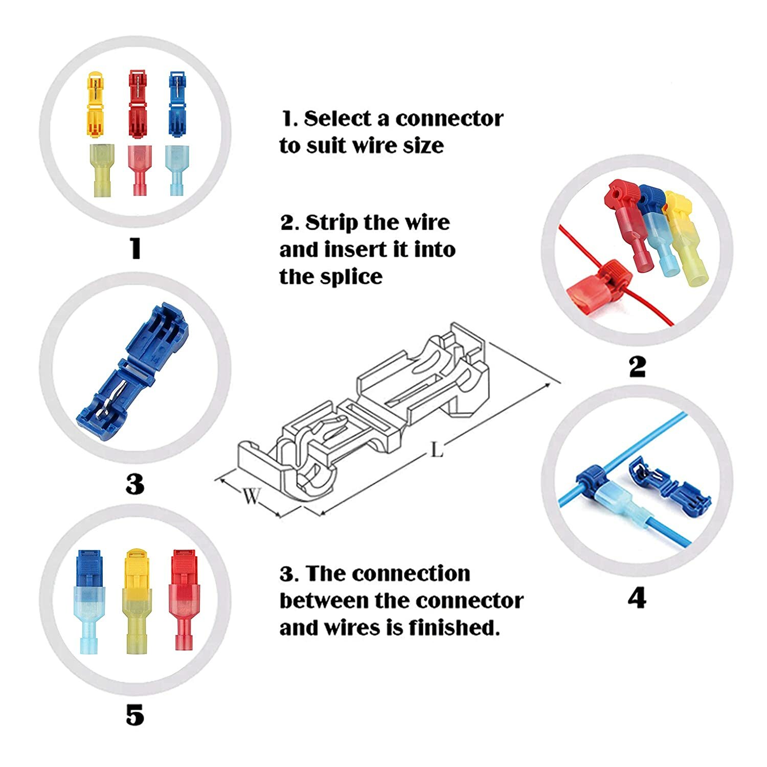 240/60psc T-Taps Wire Terminal Connectors Insulated Quick Splice Combo Kit