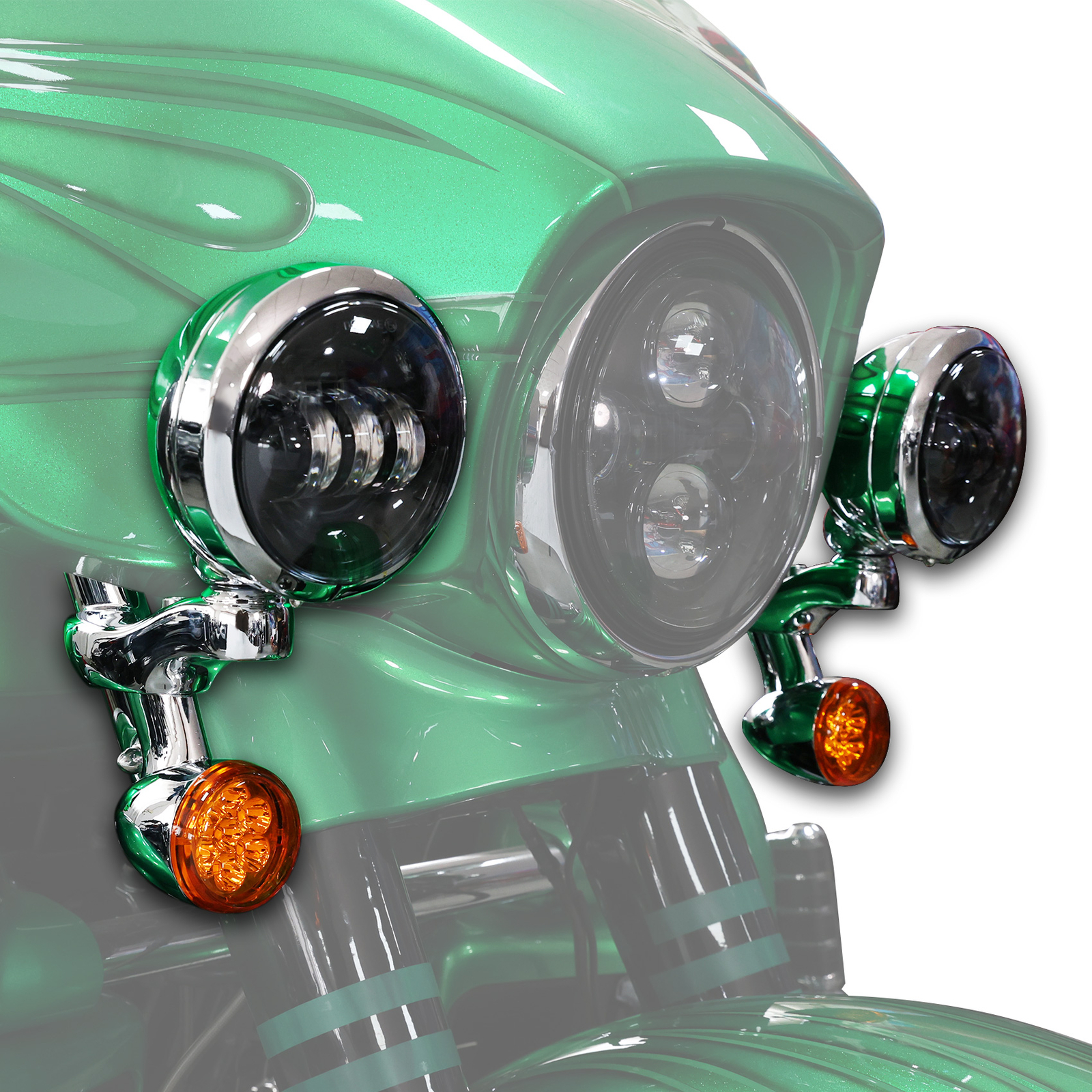 4.5"Auxiliary LED Fog Light Bracket Turn Signal Fit For Harley FLHX Models 14-Up