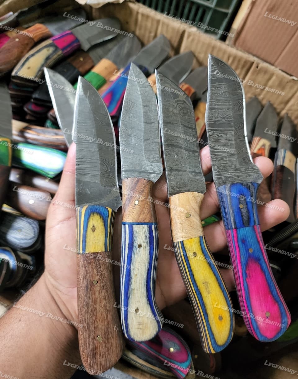 Lot of 20 Custom Handmade Damascus Steel 8" Full Tang Skinner Hunting Knifes US.