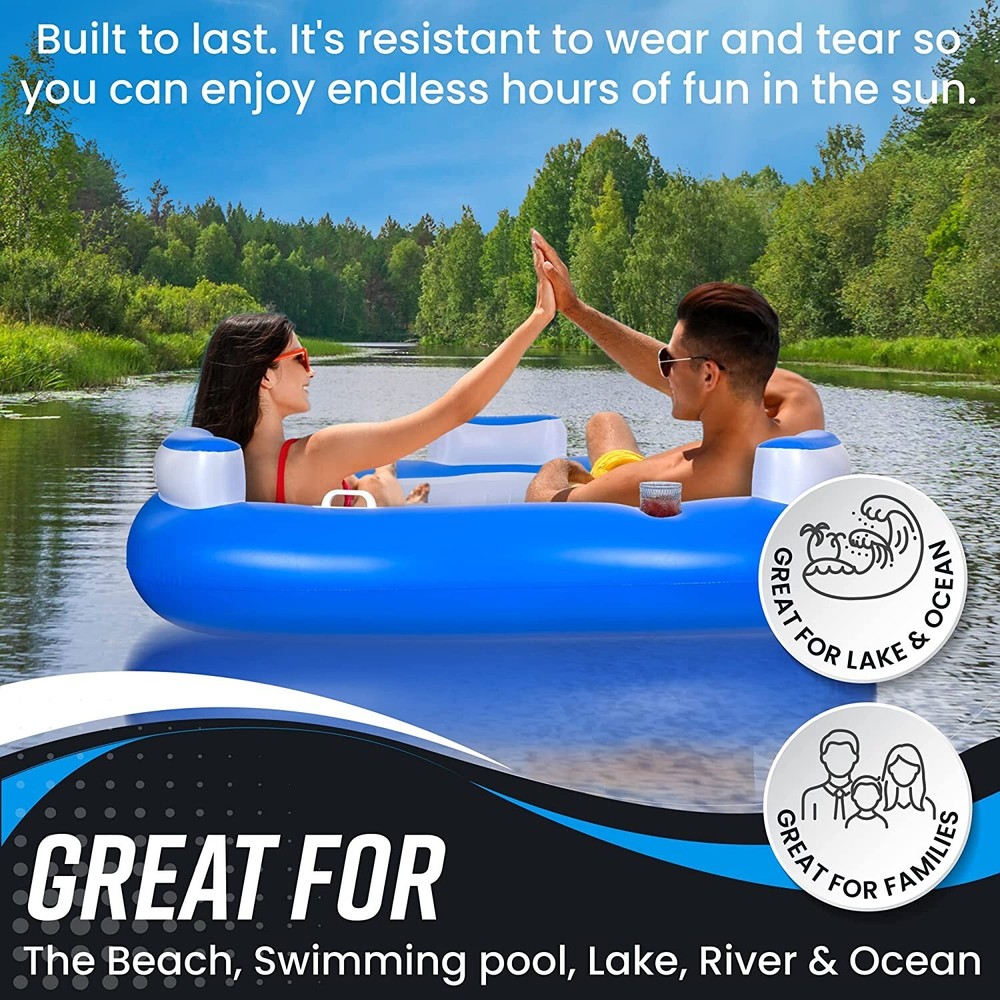 Zone Tech Inflatable Island Pool Float Raft Multi Person Relaxing pool lounger