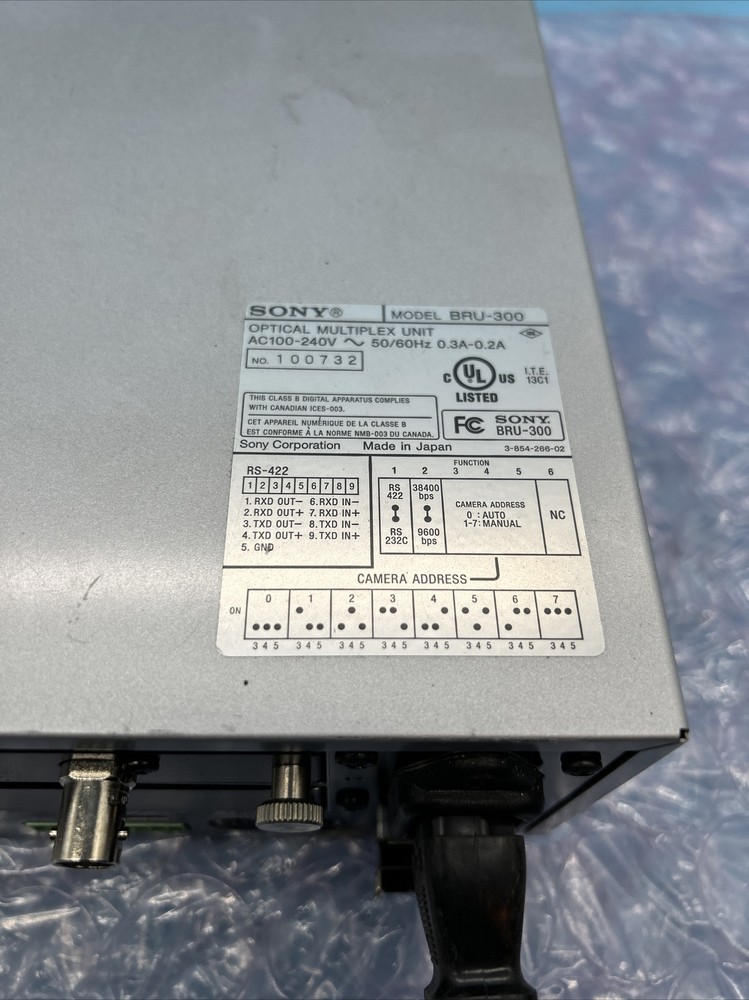 Sony BRU-300 Optical Multiplex Unit w/BRBK-302