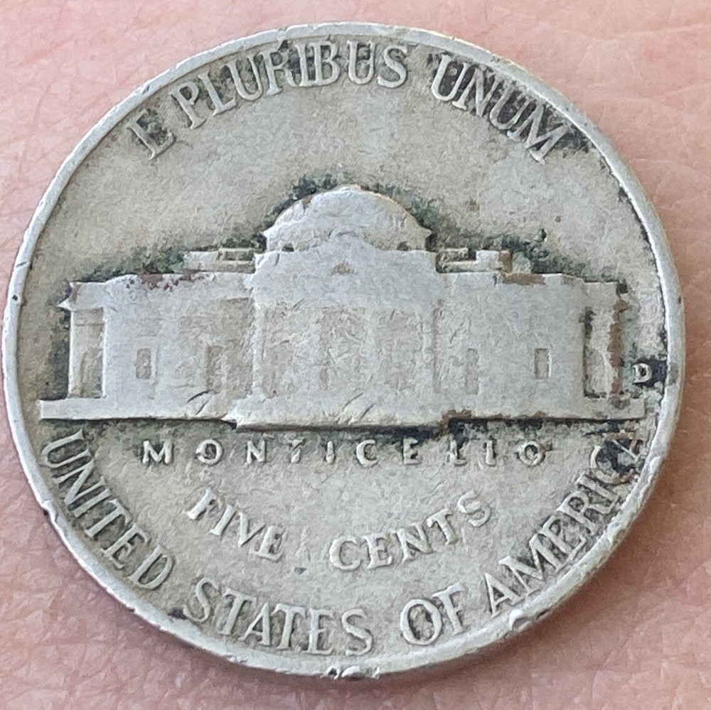 1946 D Jefferson Nickel Rare Post War Error Coin