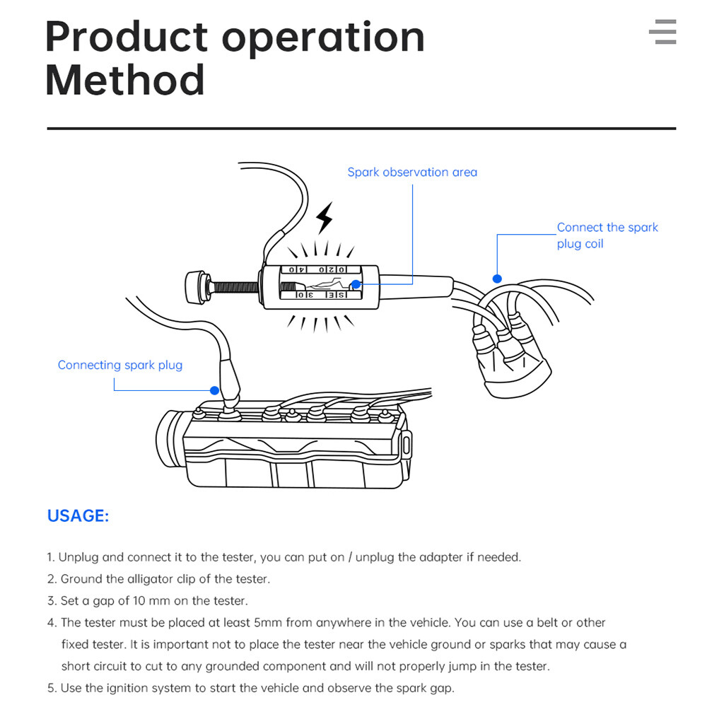 In Line Spark Plug Tester High Energy Ignition Coil Engine Auto Diagnostic Tool