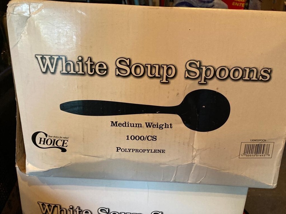 1000 Choice White Plastic Soup Spoon Medium Weight NEW