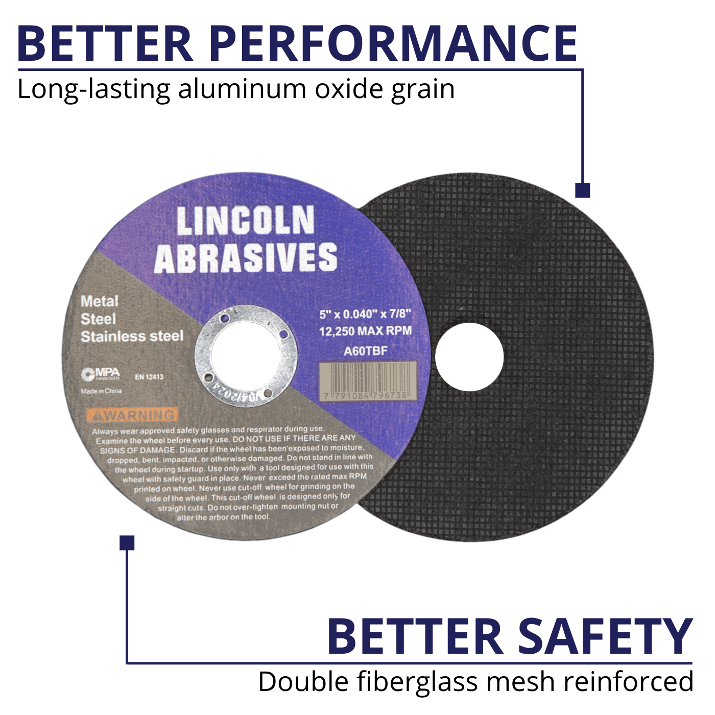 100 Pc 5" x .040" x 7/8" Cut off Wheels For Stainless Steel & Metal