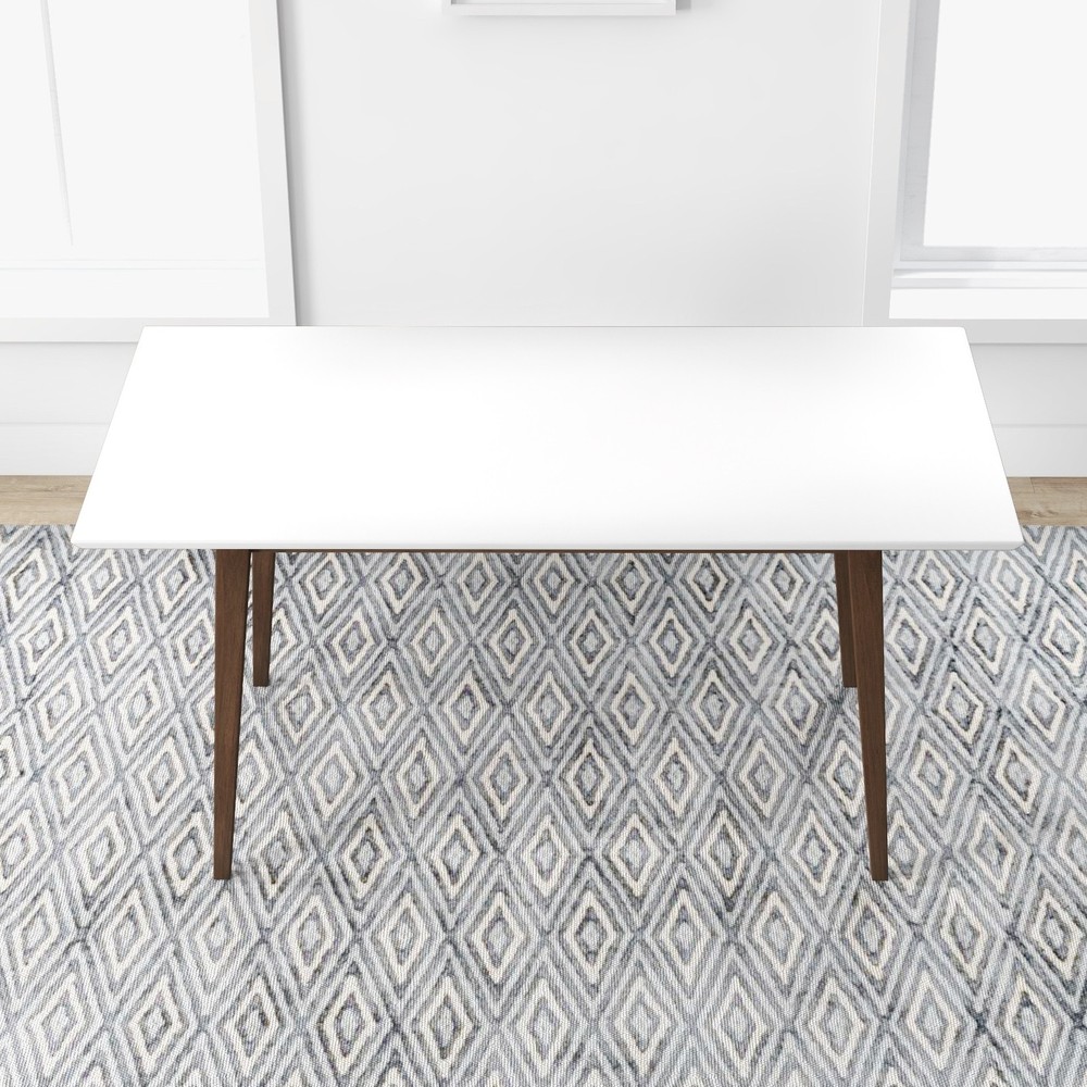 Medieval modern style rectangular dining table - white, solid wood
