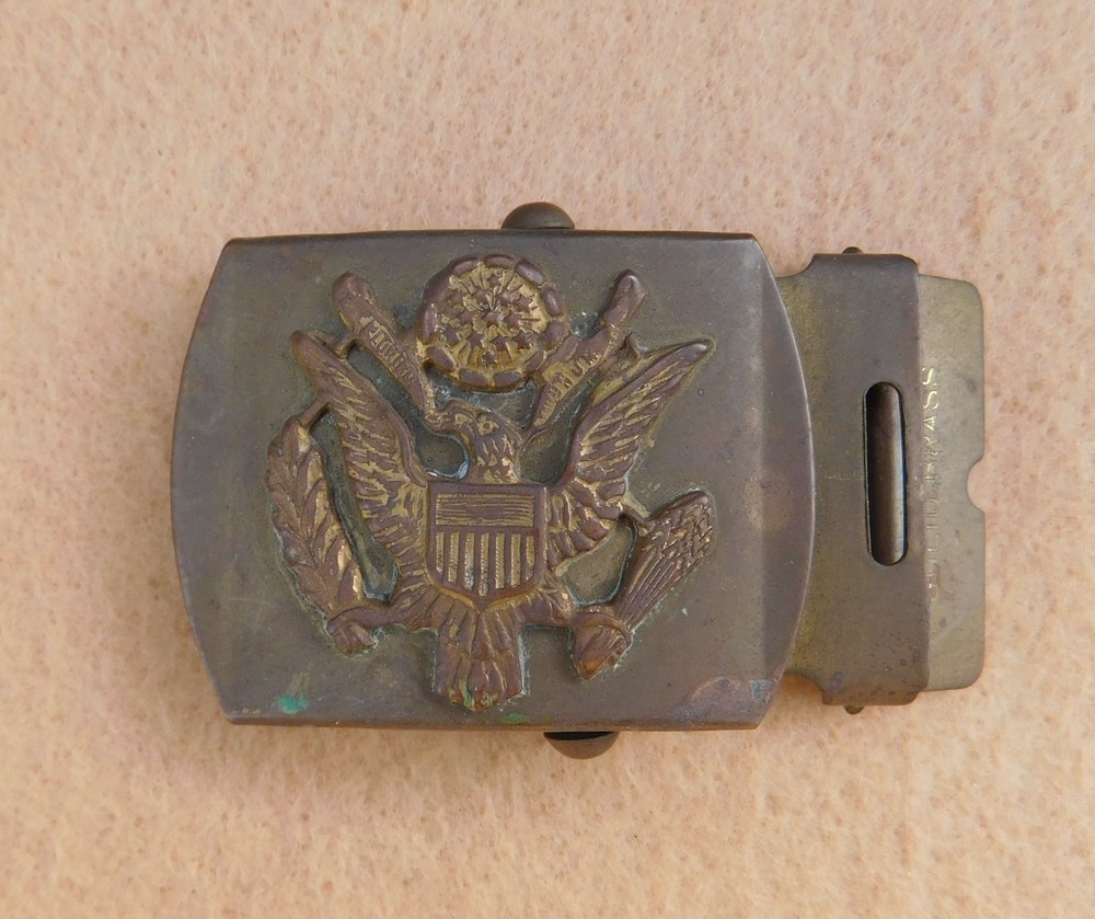 ORIGINAL WWII U.S. ARMY PX BRASS BELT BUCKLE FOR WEB TROUSER BELT