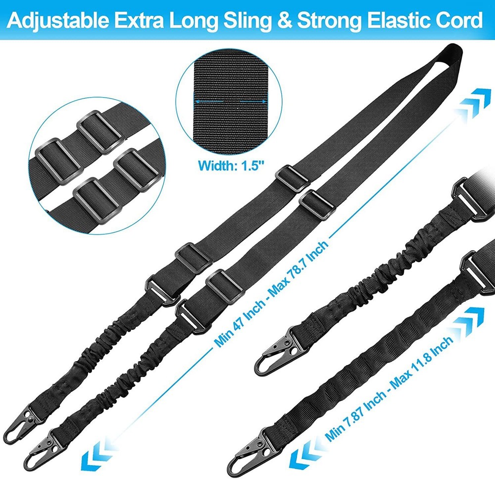 Two Point Sling Strap Rifle Gun Sling + 2pcs Push Button QD Quick Release Mount