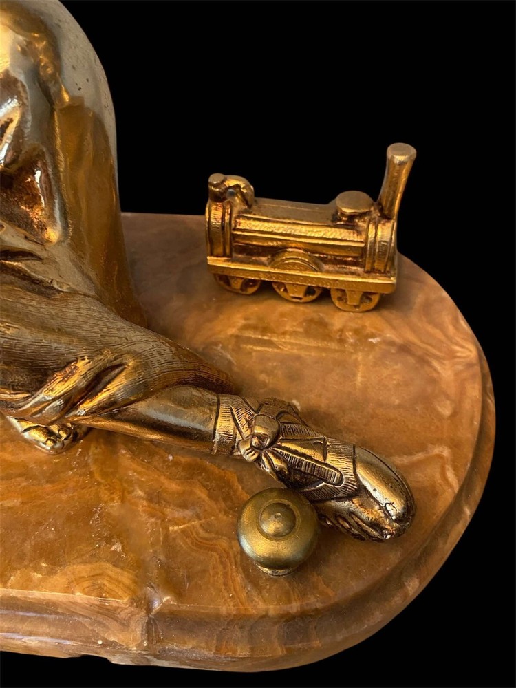 Empire Triptych Gilded Bronze Marble Base Clock and Candlesticks